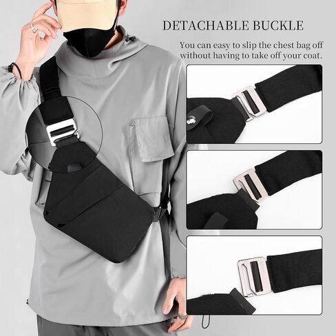 حقيبة Crossbody المضادة للسرقة ، حقيبة حبال للنساء الرجال ، حقيبة كتف الصدر متعددة الجيبات للسفر ، الرياضة ، العمل in Kuwait