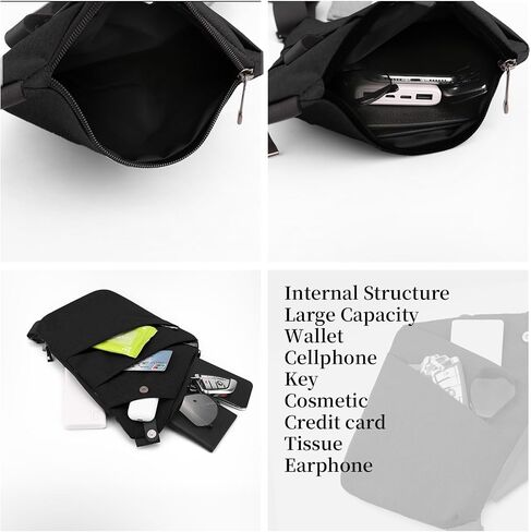 حقيبة Crossbody المضادة للسرقة ، حقيبة حبال للنساء الرجال ، حقيبة كتف الصدر متعددة الجيبات للسفر ، الرياضة ، العمل in Kuwait