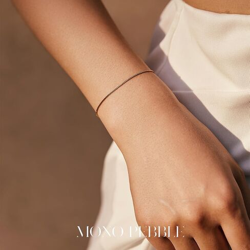 Gold Bracelets Set, Tarnish Proof and Hypoallergenic Thick Gold Layered Bracelets Set or Single-Piece with Finest Cubic Zirconia Stone, Extension and Strong Lobster Hook, Jewelry Box & Pouch; White or 18K Yellow Gold Option in Kuwait