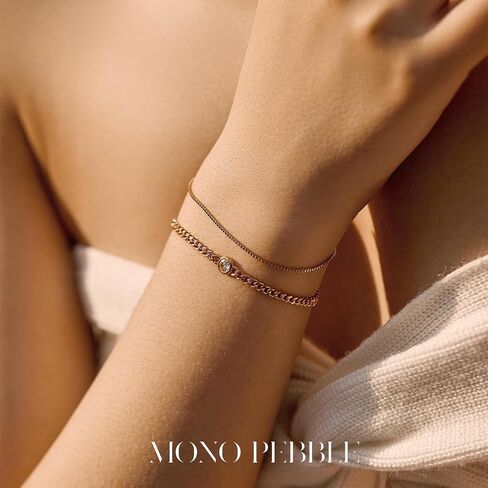 Gold Bracelets Set, Tarnish Proof and Hypoallergenic Thick Gold Layered Bracelets Set or Single-Piece with Finest Cubic Zirconia Stone, Extension and Strong Lobster Hook, Jewelry Box & Pouch; White or 18K Yellow Gold Option in Kuwait