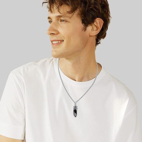 قلادة الخفافيش من الفضة الاسترليني قلادة الخفافيش مع قلادة كريستال شفاء سوداء قلادة الخفافيش الفايكنج قلادة عيد الميلاد القوطي الخفافيش هدايا مجوهرات للرجال والنساء in Kuwait