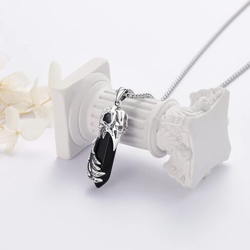 قلادة الخفافيش من الفضة الاسترليني قلادة الخفافيش مع قلادة كريستال شفاء سوداء قلادة الخفافيش الفايكنج قلادة عيد الميلاد القوطي الخفافيش هدايا مجوهرات للرجال والنساء in Kuwait