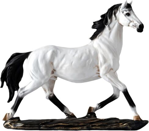 Horse Statues, Art Figurine Decorative Sculpture,Resin Horse Art Figurine Standing Ornament Sculpture for Bookshelf Wine Cabinet to Attract Luck Wealth,Home Decoration Gift. (Black) in Saudi Arabia