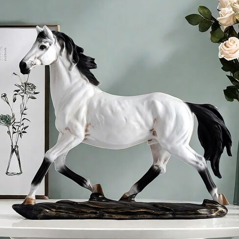 Horse Statues, Art Figurine Decorative Sculpture,Resin Horse Art Figurine Standing Ornament Sculpture for Bookshelf Wine Cabinet to Attract Luck Wealth,Home Decoration Gift. (Black) in Saudi Arabia