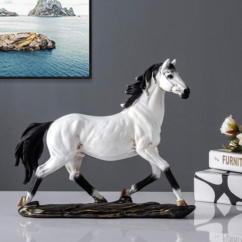 Horse Statues, Art Figurine Decorative Sculpture,Resin Horse Art Figurine Standing Ornament Sculpture for Bookshelf Wine Cabinet to Attract Luck Wealth,Home Decoration Gift. (Black) in Saudi Arabia