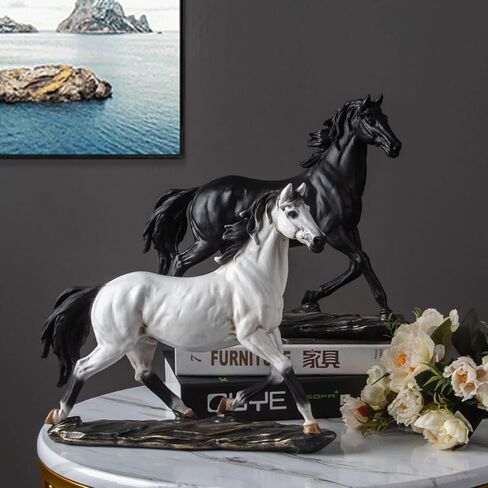 Horse Statues, Art Figurine Decorative Sculpture,Resin Horse Art Figurine Standing Ornament Sculpture for Bookshelf Wine Cabinet to Attract Luck Wealth,Home Decoration Gift. (Black) in Saudi Arabia