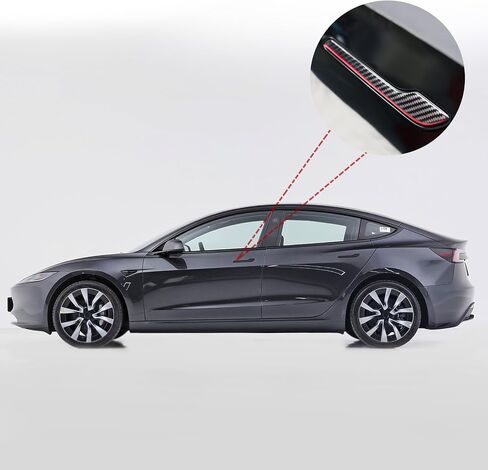 Betterhumz Door Door Handle Cover Cover متوافق مع Tesla Model 3 Highland 2023 2024 2025 Model Y Car Door Handles Sills Carbon Carbon Protections (الخط الأحمر) in Kuwait