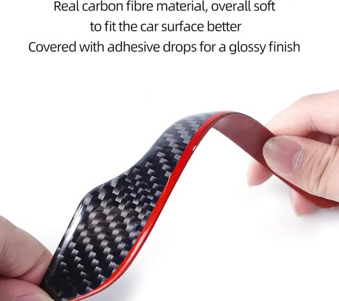 Betterhumz Door Door Handle Cover Cover متوافق مع Tesla Model 3 Highland 2023 2024 2025 Model Y Car Door Handles Sills Carbon Carbon Protections (الخط الأحمر) in Kuwait