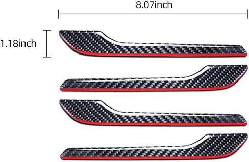 Betterhumz Door Door Handle Cover Cover متوافق مع Tesla Model 3 Highland 2023 2024 2025 Model Y Car Door Handles Sills Carbon Carbon Protections (الخط الأحمر) in Kuwait