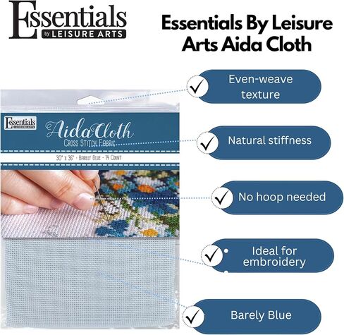 أساسيات من Leisure Arts Aida Cloth، 14 قطعة، 76.2 سم × 91.44 سم، قماش غرز متقاطعة بيضاء عتيقة للتطريز، الغرز المتقاطعة، التطريز الآلي وعمل الإبرة in Kuwait