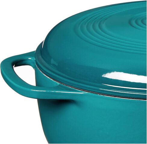 Lodge 6 Quart Enameled Cast Iron Dutch Oven with Lid – Dual Handles – Oven Safe up to 500° F or on Stovetop - Use to Marinate, Cook, Bake, Refrigerate and Serve – Lagoon in Saudi Arabia