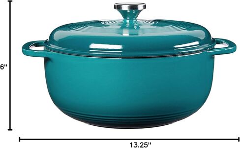 Lodge 6 Quart Enameled Cast Iron Dutch Oven with Lid – Dual Handles – Oven Safe up to 500° F or on Stovetop - Use to Marinate, Cook, Bake, Refrigerate and Serve – Lagoon in Saudi Arabia