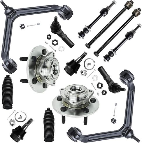 Detroit Axle - 2WD Front Enfens Supension Kit for 02-05 Dodge Ram 1500 ، 2002 2003 2004 ، 2005 ، محمل العجلات مراكز التحكم العليا في مفاصل الكرة السفلى قضبان التقييم أحذية البديل - 14 مساءً in Kuwait