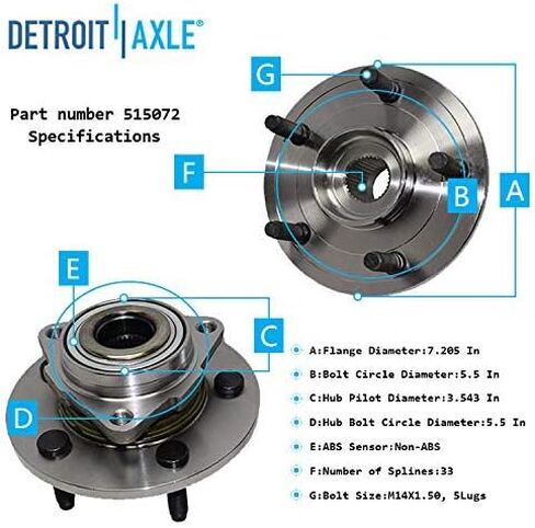 Detroit Axle - 2WD Front Enfens Supension Kit for 02-05 Dodge Ram 1500 ، 2002 2003 2004 ، 2005 ، محمل العجلات مراكز التحكم العليا في مفاصل الكرة السفلى قضبان التقييم أحذية البديل - 14 مساءً in Kuwait