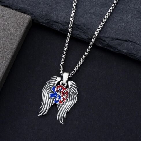 PELOVNY Saint Florian Necklace 925 Sterling Silver Firefighter Pendant St Florian Religious Jewelry for Fathers Day Birthday Christmas Gifts Men in Kuwait