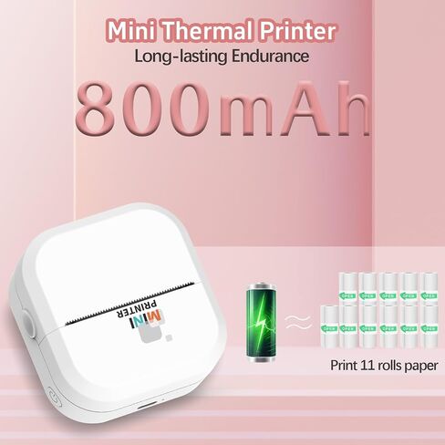 طابعة ملصق - صانع طابعات وملصقات من Bluetooth inkless مع 13 لفة من الورق ، طابعة حرارية لاسلكية لأجهزة iPhone/Android ، جراب طباعة مضغوط للملاحظات ، المجلات ، DIY ، حرفية للأطفال وهدية فريدة من نوعها in Kuwait