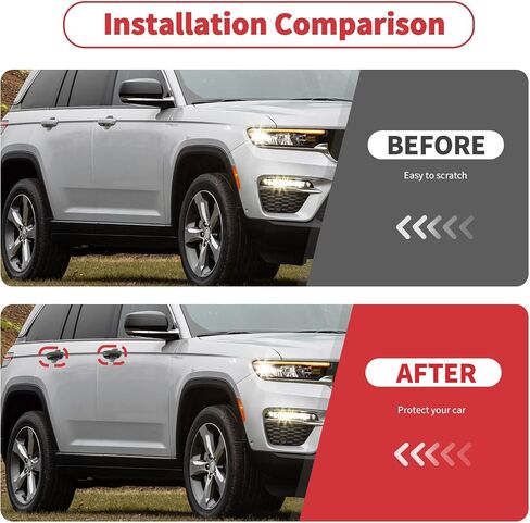 مقبض باب Linskip يتوافق مع 2021-2024 Jeep Grand Cherokee L 4xe & 2022-2024 Grand Cherokee ، مجموعة مقبض الأبواب مجموعة لجيب جراند شيروكي الخارجي ، لدخول بدون مفتاح (أسود) in Kuwait
