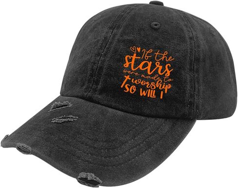 If The Stars were Made to Worship So Will I Jesus Christ Hats for Women Washed Distressed Baseball Cap Stylish Washed Ball Cap Light Weight in Saudi Arabia