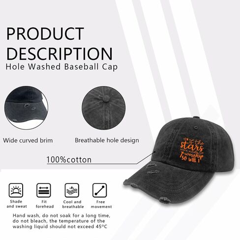 If The Stars were Made to Worship So Will I Jesus Christ Hats for Women Washed Distressed Baseball Cap Stylish Washed Ball Cap Light Weight in Saudi Arabia