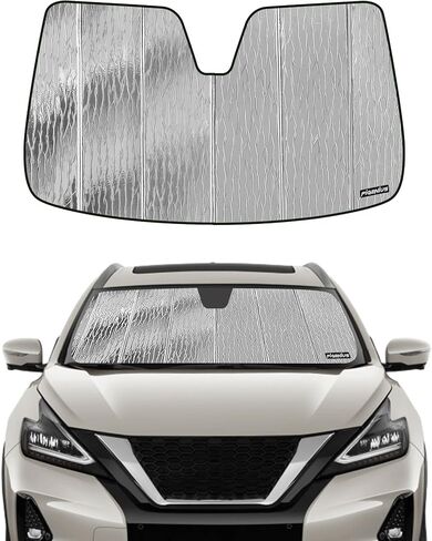 Windshield Sun Shade for Nissan Murano 2019-2024,Front Window Sunshade Shield,2-in-1 Reflective Sun Shade,Silver for Summer, Black for Winter in Saudi Arabia