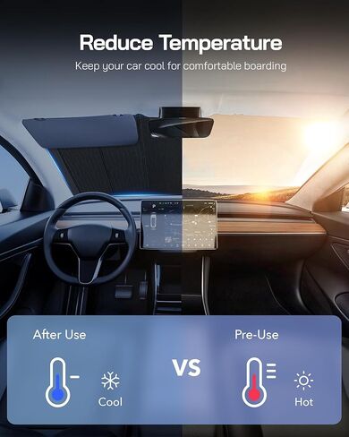 Windshield Sun Shade for Nissan Murano 2019-2024,Front Window Sunshade Shield,2-in-1 Reflective Sun Shade,Silver for Summer, Black for Winter in Kuwait