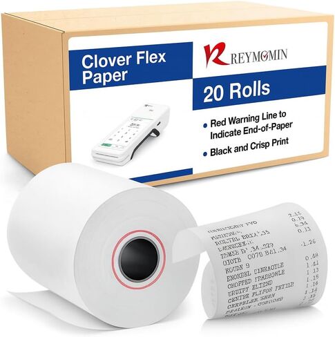 (100 Rolls) 2 1/4'’ x 50’ Thermal Paper Receipt Rolls, 55 GSM - White Cash Register Receipt Printer Paper - Fits Clover Flex, Verifone Vx 520, Fd 150, A920, Dejavoo and More in Saudi Arabia