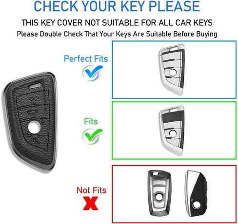 for BMW Key Fob Cover, Leather & Aluminum Full Protection Case – Premium Anti-Scratch Shell with Keychain, Compatible with 3 Series 5 Series X1 X3 X5 Accessories (A-Black) in Kuwait