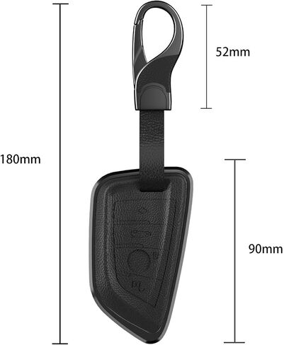 for BMW Key Fob Cover, Leather & Aluminum Full Protection Case – Premium Anti-Scratch Shell with Keychain, Compatible with 3 Series 5 Series X1 X3 X5 Accessories (A-Black) in Kuwait