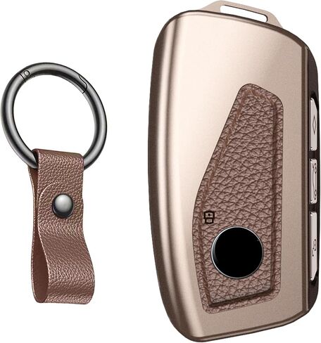 for BMW Key Fob Cover, Leather & Aluminum Full Protection Case – Premium Anti-Scratch Shell with Keychain, Compatible with 3 Series 5 Series X1 X3 X5 Accessories (A-Black) in Kuwait