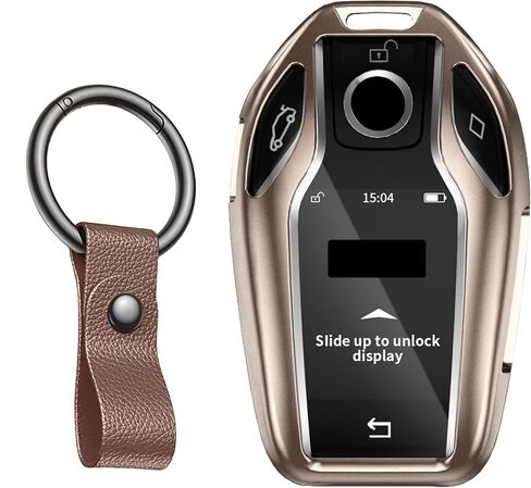 for BMW Key Fob Cover, Leather & Aluminum Full Protection Case – Premium Anti-Scratch Shell with Keychain, Compatible with 3 Series 5 Series X1 X3 X5 Accessories (A-Black) in Kuwait