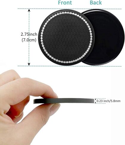 حامل كوب بلينغ إدراج (2 عبوة) مع حلقة زر بدء تشغيل (حزمة واحدة) | 2.75 بوصة وسادة السفينة السيليكون وخاتم 1.5 بوصة مع حجر الراين البلوري الأنيق | إكسسوارات السيارة الداخلية in Saudi Arabia