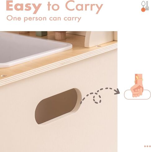 ROBOTIME Wooden Toy Air Fryer for Kids, Play Kitchen Accessories, Wooden Kitchen Play Food Set, Pretend Cooking Toys for Toddlers Kitchen Set, Role Play Gift for Boys & Girls in Kuwait