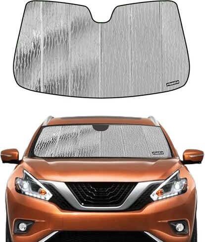Windshield Sun Shade for Nissan Murano 2019-2024,Front Window Sunshade Shield,2-in-1 Reflective Sun Shade,Silver for Summer, Black for Winter in Kuwait