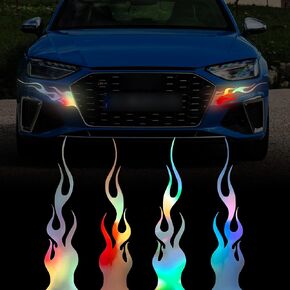 TOMALL 4 Pcs 11.4'' Flame Reflective Sticker for Car Vinyl Racing Sports Flame Stripe Decal for Golf Cart Off-Road Vehicles Motorcycles Bike Skateboard Laptop DIY Decoration (Red) in Kuwait