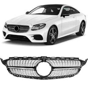 شواء Grille Grille Grille Colrill Karpal متوافق مع 2015-2018 Mercedes Benz W205 C-Class C250 C300 C400 استبدال 2058881260 Black + Chrome in Saudi Arabia