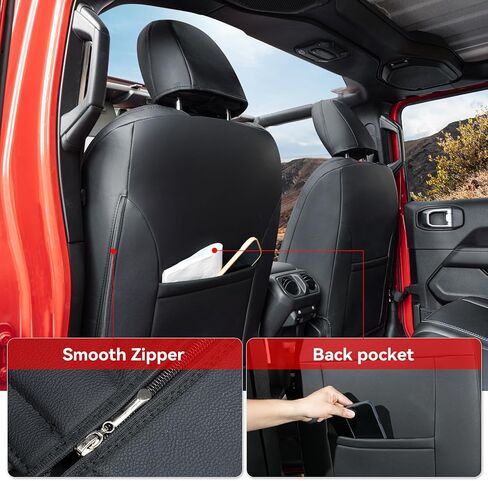 أغطية مقعد جيب المقعد الأمامي أغطية مقاعد جلدية لـ Wrangler JL (2018-2024) و Jeep Gladiator JT (2020-2024) مخصصة لجيب Rubicon Sahara Willys Moab Sport S High Attitude in Kuwait