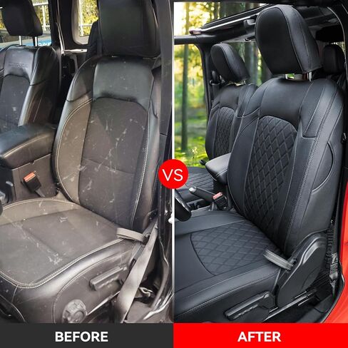 أغطية مقعد جيب المقعد الأمامي أغطية مقاعد جلدية لـ Wrangler JL (2018-2024) و Jeep Gladiator JT (2020-2024) مخصصة لجيب Rubicon Sahara Willys Moab Sport S High Attitude in Kuwait