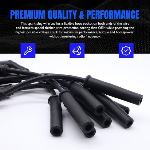 924-2077 8pcs Ignition Sharp Slop Clop Wires متوافقة مع Chrysler Aspen ، Dodge Dakota ، Dodge Durango ، Dodge Ram 1500 Pickup ، Jeep Commander ، Jeep Grand Cherokee ، Ram 1500 ، Ram Dakota in Saudi Arabia