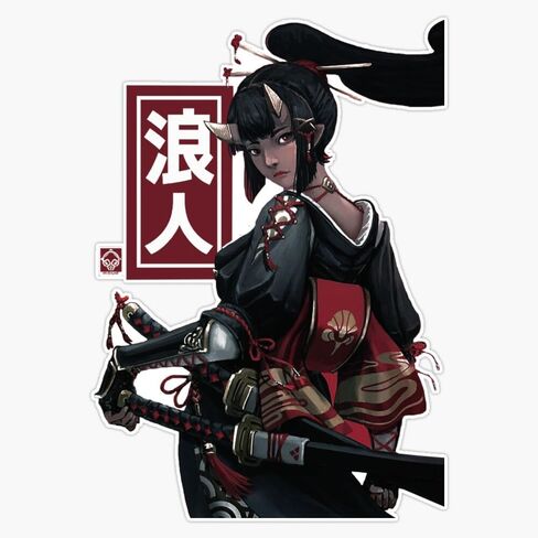 MAGNET Japanese Ninja Geisha Samurai Girl Magnetic Vinyl Sticker Decal Magnet 5" in Saudi Arabia