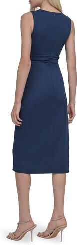 DKNY Women's Sleeveless Surplice Neck Side Ruching Midi Dress in Saudi Arabia