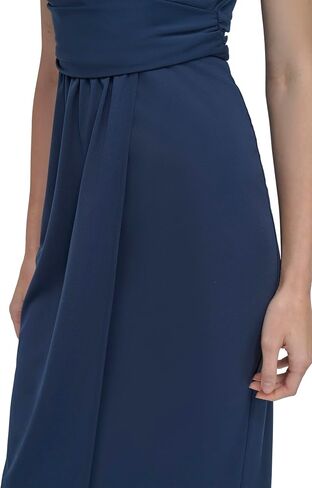 DKNY Women's Sleeveless Surplice Neck Side Ruching Midi Dress in Saudi Arabia