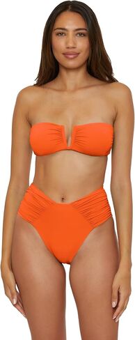 رمز اللون النسائي Becca Shirred Bandeau Bikini Top ، قابل للتعديل ، ربطة التعادل ، ملابس السباحة in Saudi Arabia