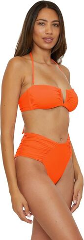 رمز اللون النسائي Becca Shirred Bandeau Bikini Top ، قابل للتعديل ، ربطة التعادل ، ملابس السباحة in Saudi Arabia