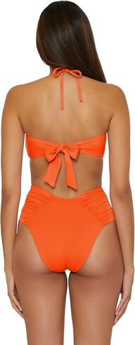 رمز اللون النسائي Becca Shirred Bandeau Bikini Top ، قابل للتعديل ، ربطة التعادل ، ملابس السباحة in Saudi Arabia
