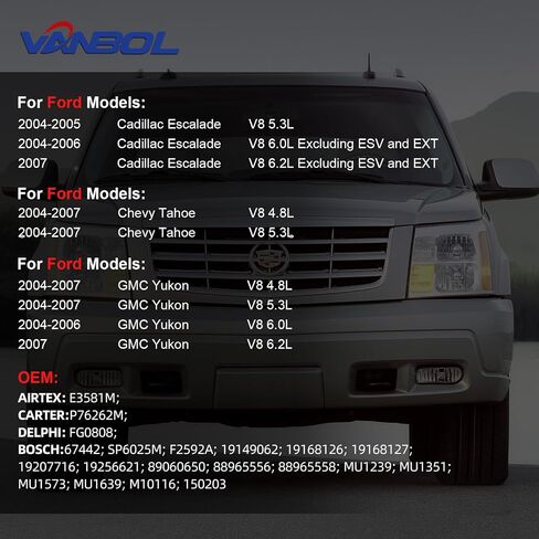 Electric Fuel Pump Assembly Compatible with 2004-2007 Chevy Tahoe GMC Yukon Cadillac Escalade V8 4.8L 5.3L 6.0L 6.2L GAS Replace E3581M P76262M VANBOL0114 with Pressure Sensor O-ring in Saudi Arabia