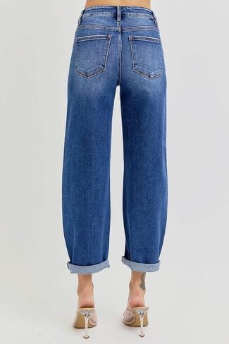 SALT TREE Risen Jeans - High Rise Crop Barrel Jeans - PGA21024 in Saudi Arabia