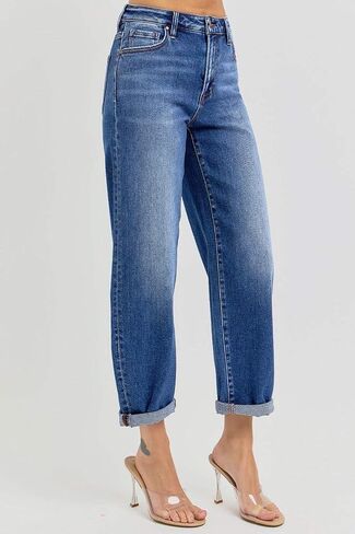 SALT TREE Risen Jeans - High Rise Crop Barrel Jeans - PGA21024 in Saudi Arabia