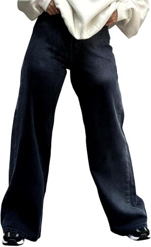 Women's Straight Leg Denim High Waist Baggy Casual Stretchy Loose Jeans in Kuwait