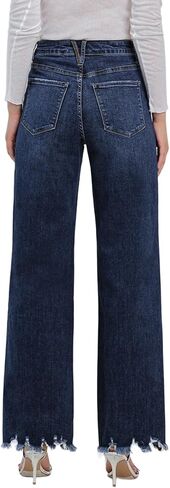Women's Straight Leg Denim High Waist Baggy Casual Stretchy Loose Jeans in Kuwait