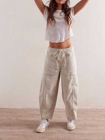 utcoco Womens Y2k Jeans Casual Loose Low Rise Drawstring Taper Barrel Denim Trousers in Saudi Arabia